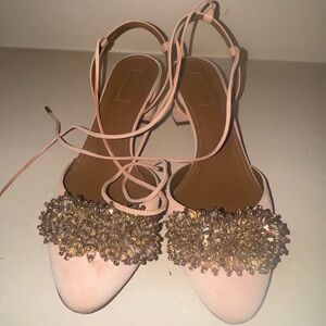 Aquazzura Pink Embellished Heels